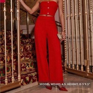 Vici Bold Red Strapless Jumpsuit